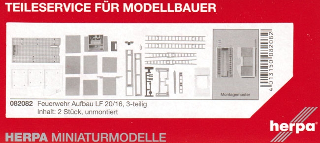 Feuerwehr Aufbau LF 20/16, 3-teilig 2 Stück weiß