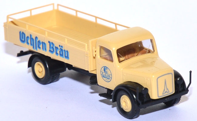 Magirus 3500 Eckhauber Bierpritsche Ochsen Bräu beige