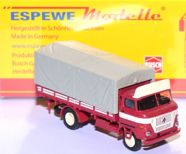 IFA W50 LKW lange Pritsche mit Plane und Spoiler weinrot 95173