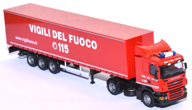 Scania R 09 Aerop Gardinenplanen-Sattelzug Vigili Del Fuoco Feuerwehr Italien