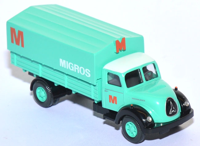 Magirus Sirius Pritschen-​LKW Migros mintgrün