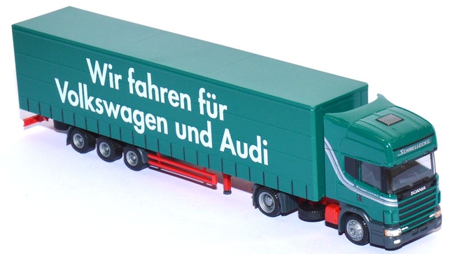 Scania 124 Pritschensattelzug Schnellecke - Wir fahren für Volkswagen und Audi