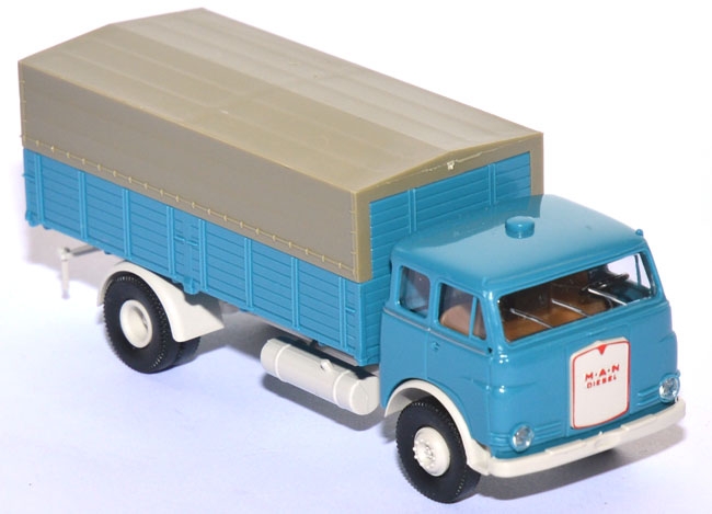 MAN 10.212 Pausbacke Pritschen-LKW blau