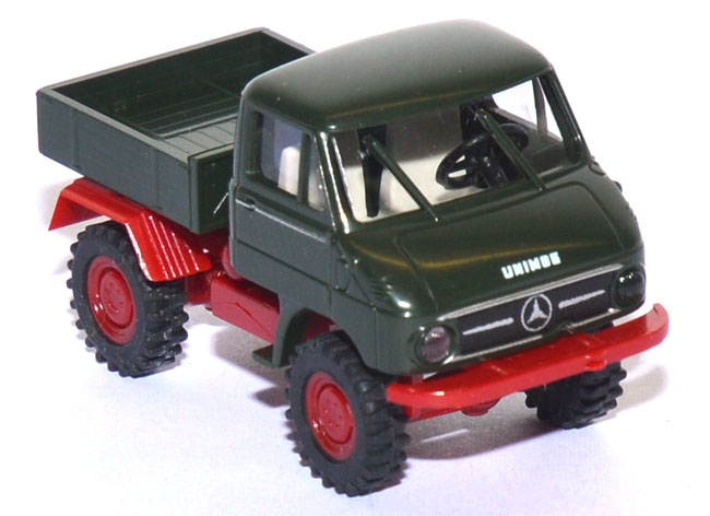 Mercedes-​Benz Unimog U 411 Pritsche dunkelgrün