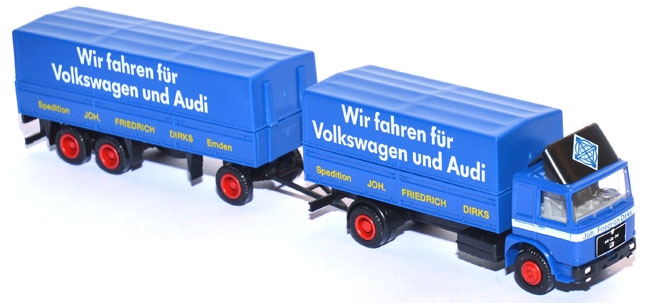 MAN F8 Pritschenlastzug Spedition Joh. Friedrich Dirks blau