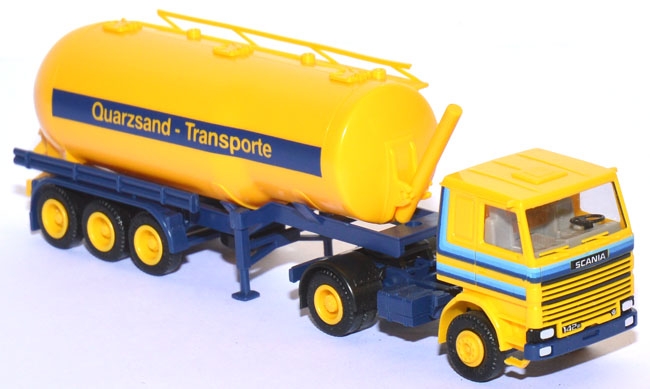 Scania 142 E Kippsilo-​​Sattelzug Quarzsand - Transporte
