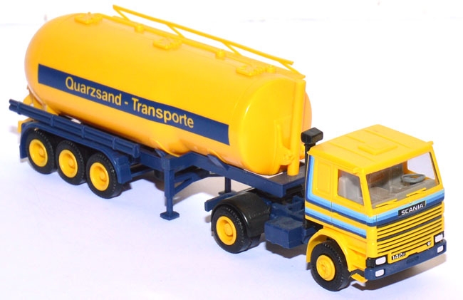 Scania 142 E Kippsilo-​​​Sattelzug Quarzsand - Transporte