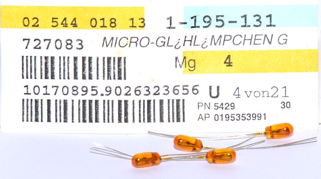 Micro-​Glühlampe 16 V, 30 mA gelb 4 Stück