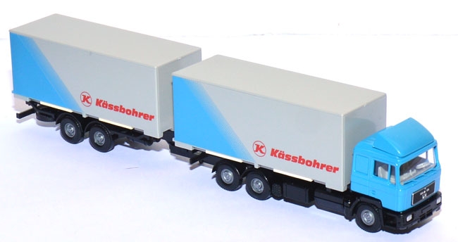 MAN F 90 Wechselkoffer-​​​​Zentralachsanhängerzug Kässbohrer