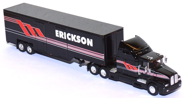 Kenworth T600B with Drop-​Box Van Trailer Trailer Erickson