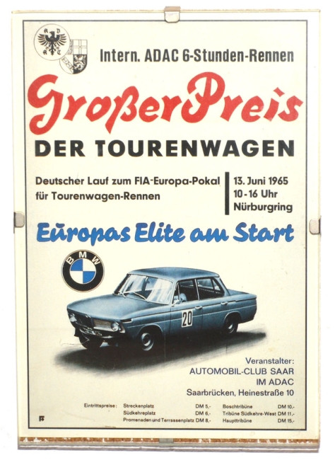 Großer Preis der Tourenwagen ADAC 1965 Karte gerahmt