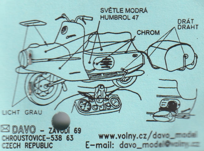 Skútr CZ mit Anhänger Motorroller 1956 Bausatz Resin