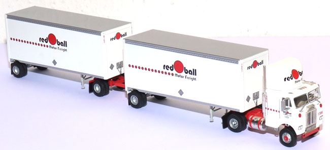 Transcon Freightliner with two 28` Wedge Trailers red ball