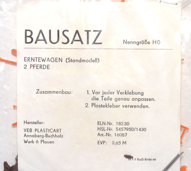 Pferdefuhrwerk Erntewagen mit 2 Pferden - Bausatz