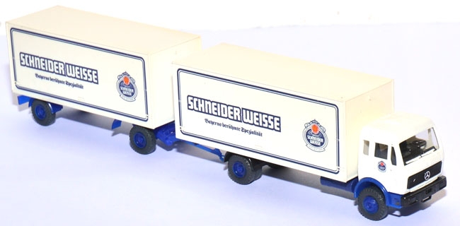 Mercedes-Benz 1625 Getränkekoffer-Lastzug Schneider Weisse