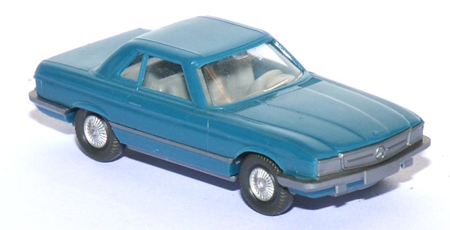 Mercedes-​​​Benz 350 SL Cabriolet geschlossen azurblau