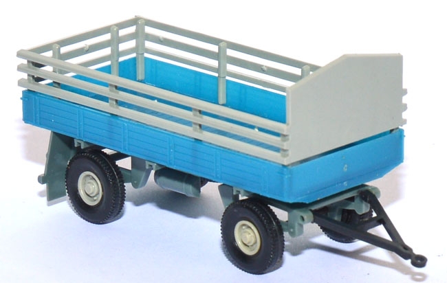 Pritschen-​​​​​LKW-​Anhänger 2achsig mit Lattenaufsatz blau
