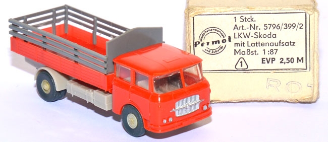 Skoda S 706 RT LKW Pritsche mit Lattenaufsatz rot
