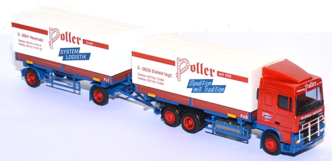 DAF XF 95 SC Wechselpritschen-​Lastzug Poller rot