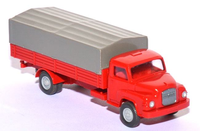 MAN 650 H Kurzhauber Pritschen-​​​LKW mit Plane rot
