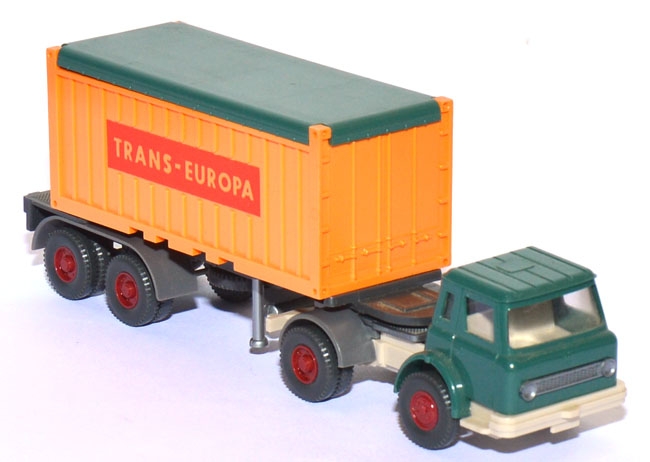 International Harvester open-​top Containersattelzug Trans-​Europa