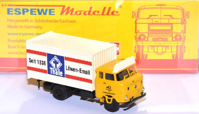 IFA W50 L MK Koffer mit Fernfahrerkabine Thale Löwen-​Email gelb 95104