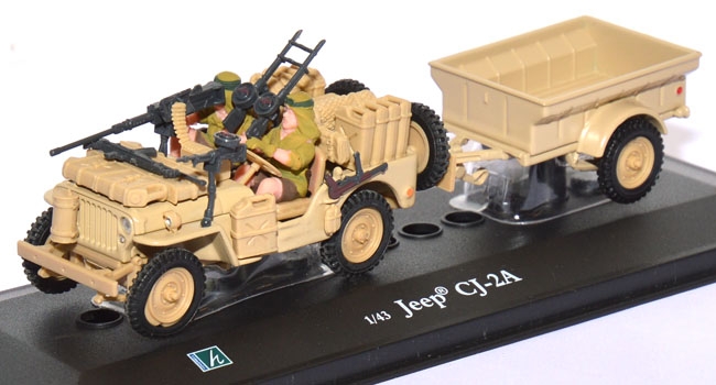 Willys Jeep CJ-2A mit Anhänger für Wüsteneinsatz 1:43