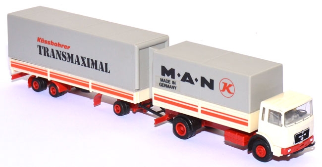 MAN F8 Jumbo-​​Pritschenlastzug Kässbohrer Transmaximal