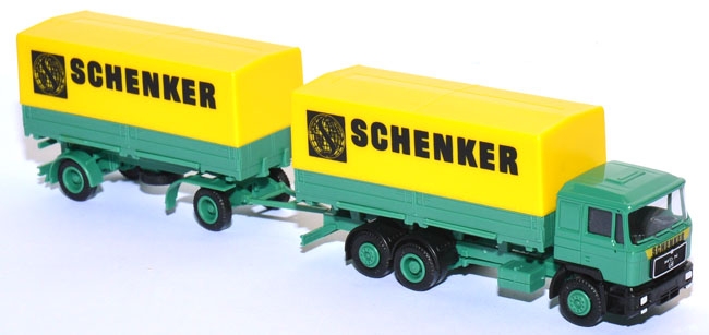 MAN F 90 Wechselpritschen-​Hängerzug Schenker grün